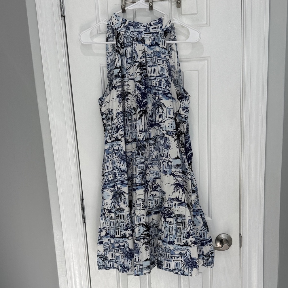 Calypso St. Barth Blue and White Patterned Mini Dress